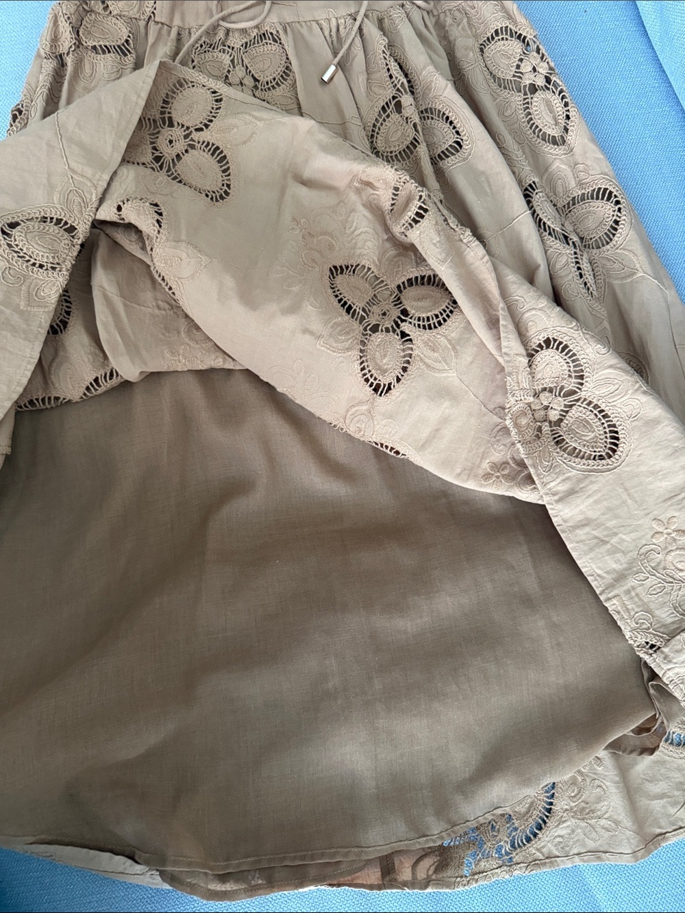 Anne Klein Sleeveless Embroidered Midi Dress in Tan - Picture 13 of 15